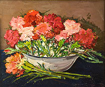 Fiori rossi in ciotola di ceramica Bianca컨״Giovanni Bartolena•Ͷ