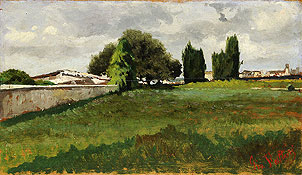Prateria (veduta con alberi e case)ԭGiovanni Fattori•