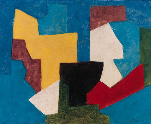 Composition multicolore à dominante bleue, 1969