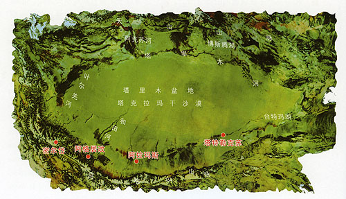 和田玉主要矿点分布示意图