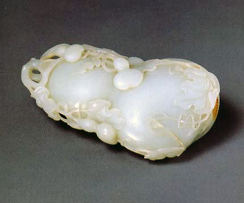 清代 和田玉双蝠葫芦
