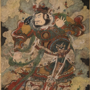 清代 纸本设色 185×100厘米 长沙市大观仓艺术博物馆藏 广目天王像