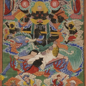 清代 布本设色 179×101厘米 长沙市大观仓艺术博物馆藏 大黑天