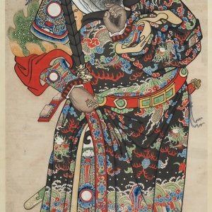 清代 纸本设色 298x144厘米 长沙市大观仓艺术博物馆藏 赵公明像