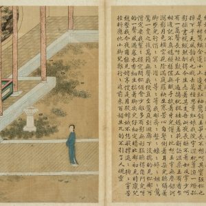 清·佚名·《西厢记》故事图 《佛殿奇逢》
