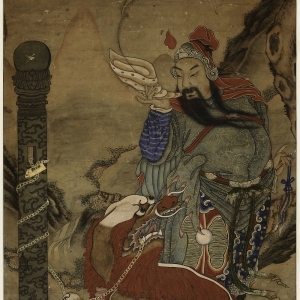 清代 纸本设色 174x92厘米 长沙市大观仓艺术博物馆藏 紫薇高照图
