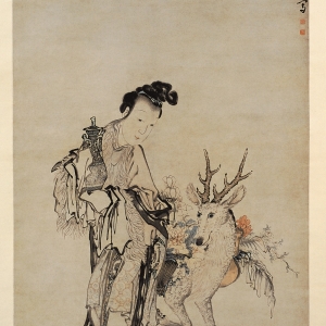 清乾隆三十一年(1766年) 纸本设色 181x101厘米 湖南省博物馆藏 黄慎绘麻姑献寿图