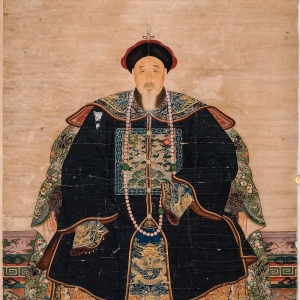 清嘉庆十三年(1808年) 纸本设色 187×87厘米 长沙市大观仓艺术博物馆藏 五品文官像