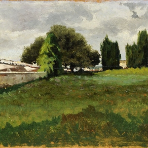 Prateria (veduta con alberi e case) – Giovanni Fattori Prateria (veduta con alberi e case) – Giovanni Fattori