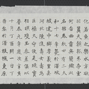 2020年。 纵35厘米,横198厘米。 款识:庚子二月知止斋主人书靖习字。 印鉴:邹传安印(白文),书靖(朱文),明见无形(朱文)。 临《张黑女墓志》横幅