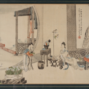 清·朱铠·仕女图 《仿唐寅仕女图》