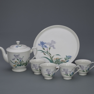 醴陵窑釉下五彩花卉纹茶具