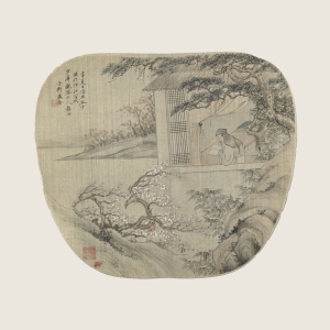 清 绢本设色 23×26.5cm 款识:壬申夏日仿石谷子法于卯江客次。少皋观察大人教正。子衡应铨。 印鉴:应铨(白文) 应铨 人物图扇页