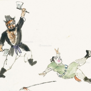 三打祝家庄 镜心 设色纸本 32×39cm 1975 年