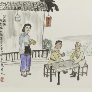沙家浜，册页 纸本设色33.5x41cmx8，1965年
