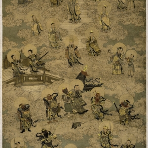 清代 纸本设色 180×90厘米 长沙市大观仓艺术博物馆藏 诸神图