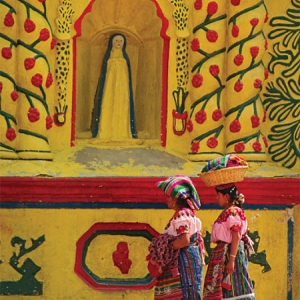 Walking Past the Church, San Andres Xecul, Guatemala 