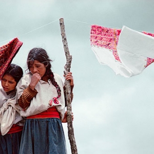 Textiles in Breeze at Contest, Magdelenas, Chiapas, Mexico 