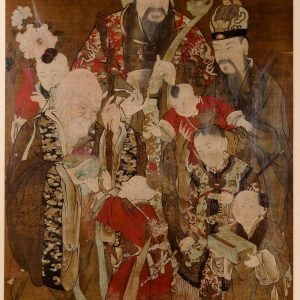 清代 绢本设色 180 x123.2厘米 长沙市大观仓艺术博物馆藏 福禄寿三星画