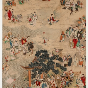清代 纸本设色 163×94厘米 长沙市大观仓艺术博物馆藏 众神图