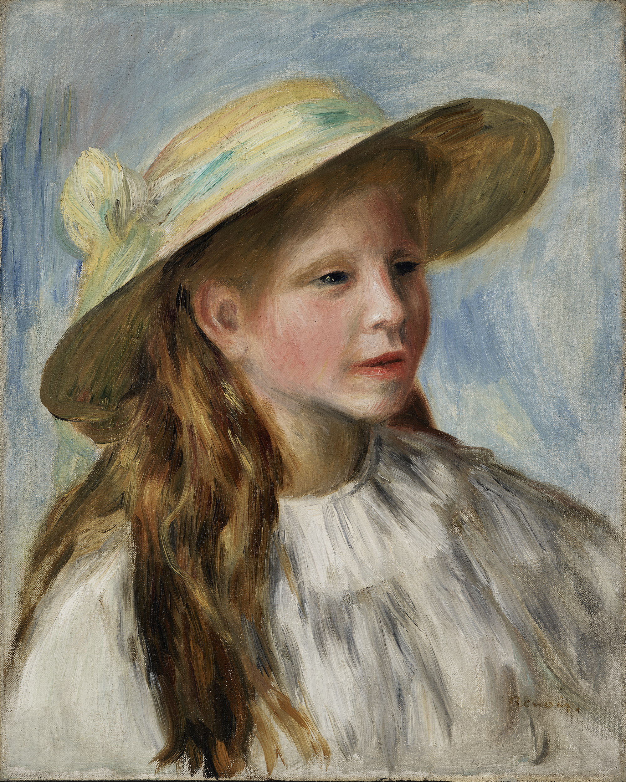 埃尔奥古斯特雷诺阿,《戴帽子的小女孩》